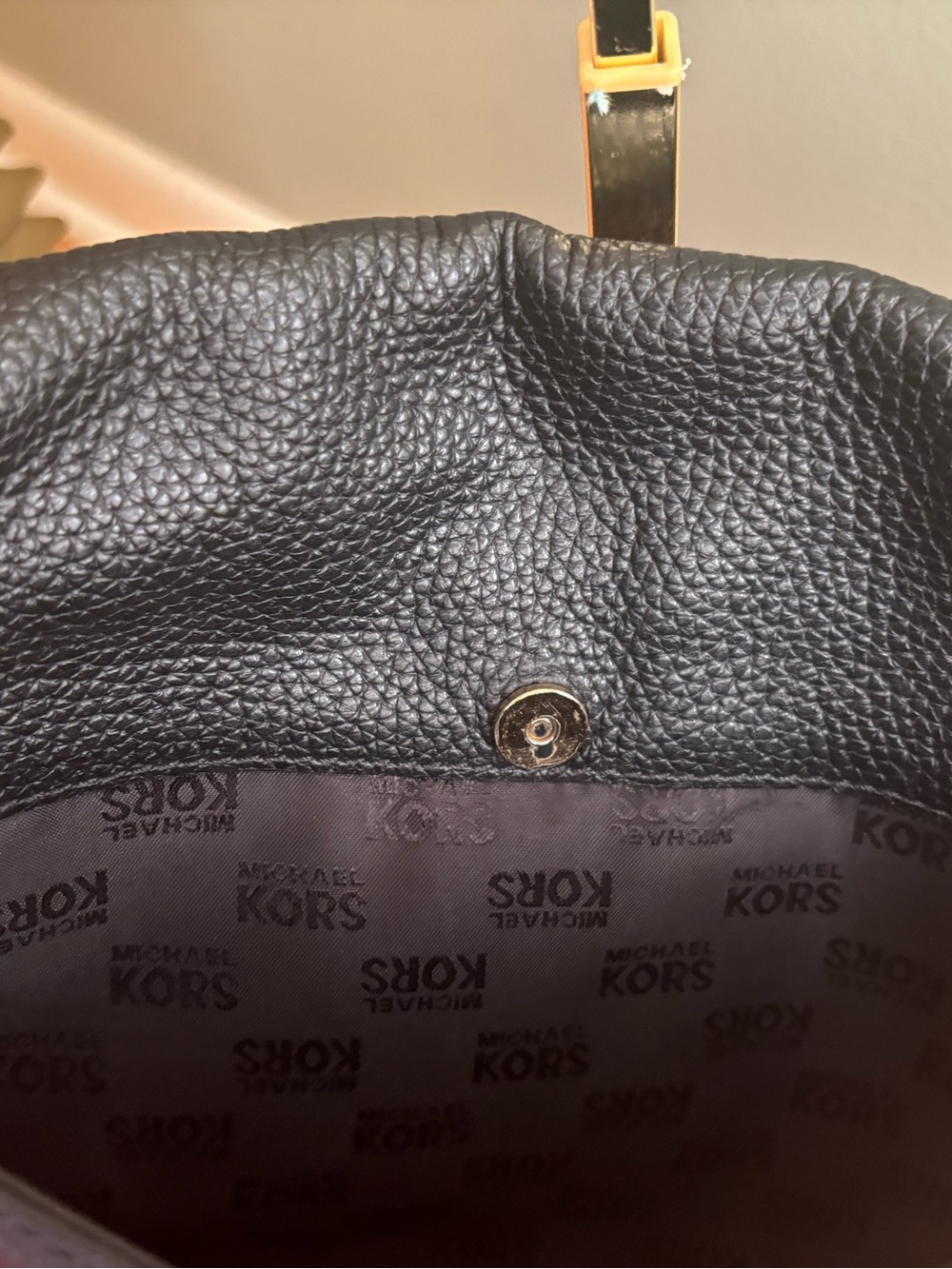 Michael Kors Black Pebbled Leather Tote with Gold Logo Plate - Picture 12 of 13